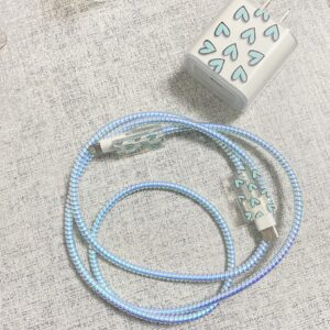 Kit Protector De Cable Corazones Azules