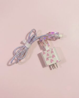 KIT PROTECTOR DE CABLE CORAZONES ROSA